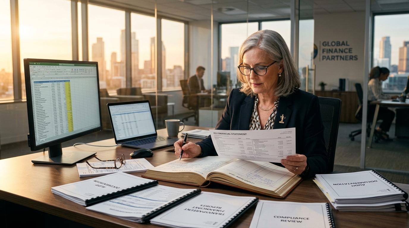 Chartered Accountant Auditing Transparent Financial Statements