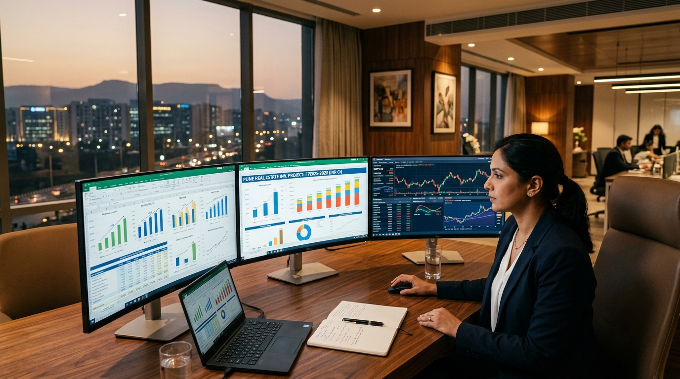 Corporate Financial Analyst Reviewing Projections